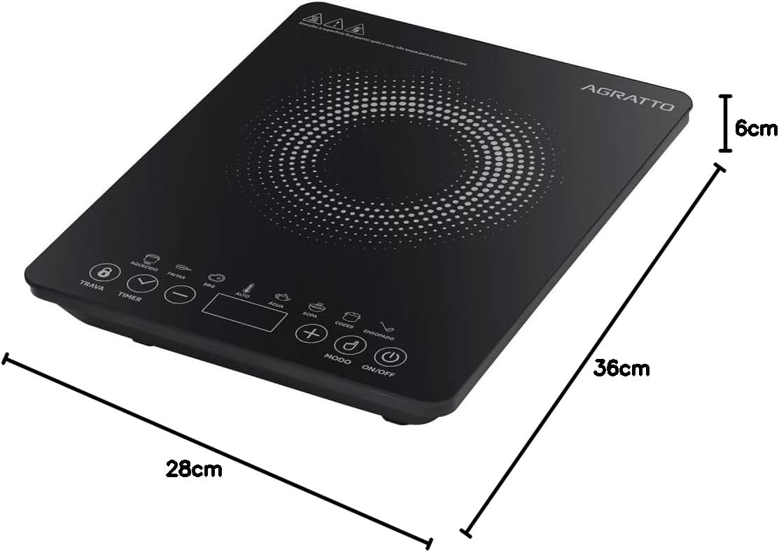 Agratto Cooktop de Indução ACKI01I-02 Preto 1 Boca 2000W 220V — foto 6