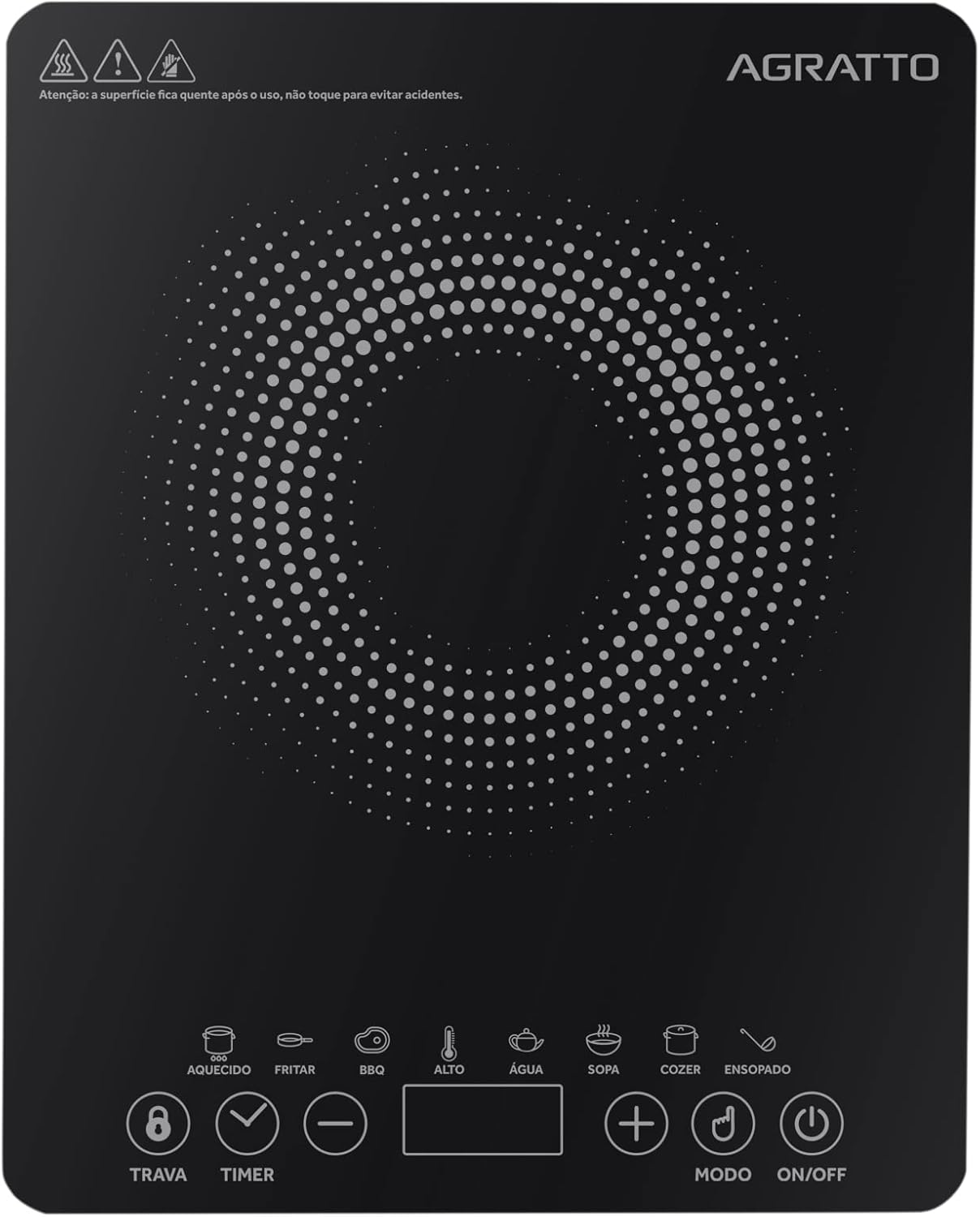 Agratto Cooktop de Indução ACKI01I-02 Preto 1 Boca 2000W 220V
