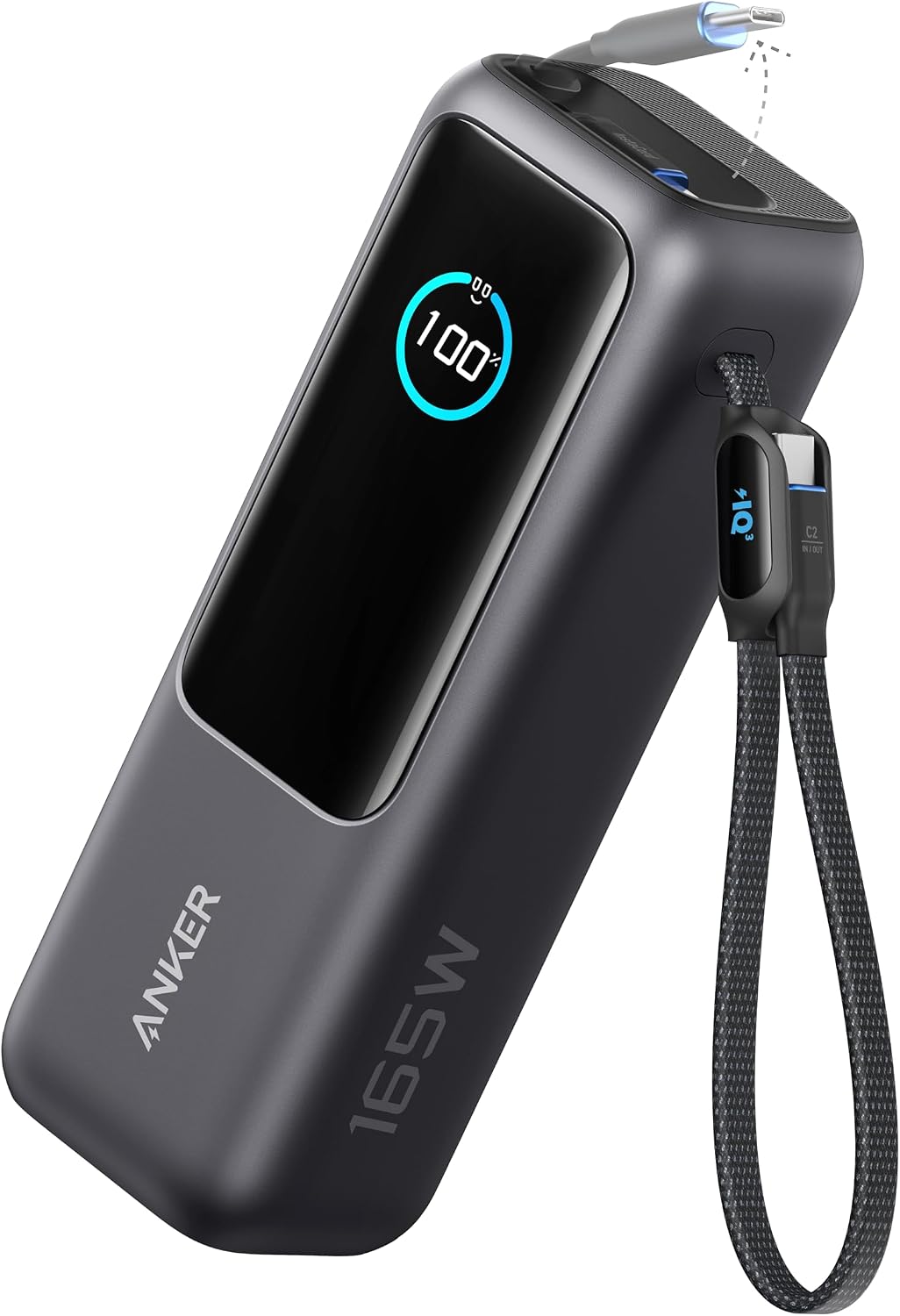 Anker Power Bank 25000mAh para Notebook com 3 Portas USB-C 165W e Cabos Retráteis