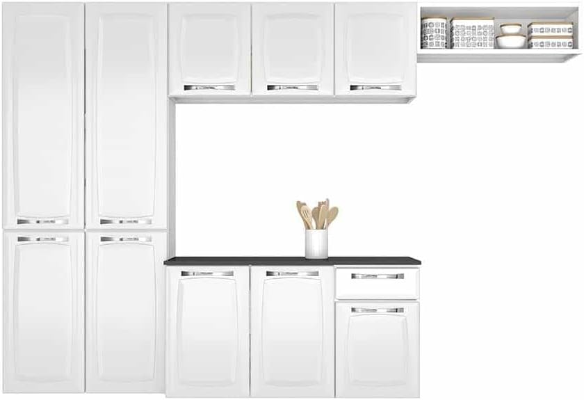 Armário de Cozinha Itatiaia Amanda Compacto Aço com Balcão 10 Portas e 1 Gaveta