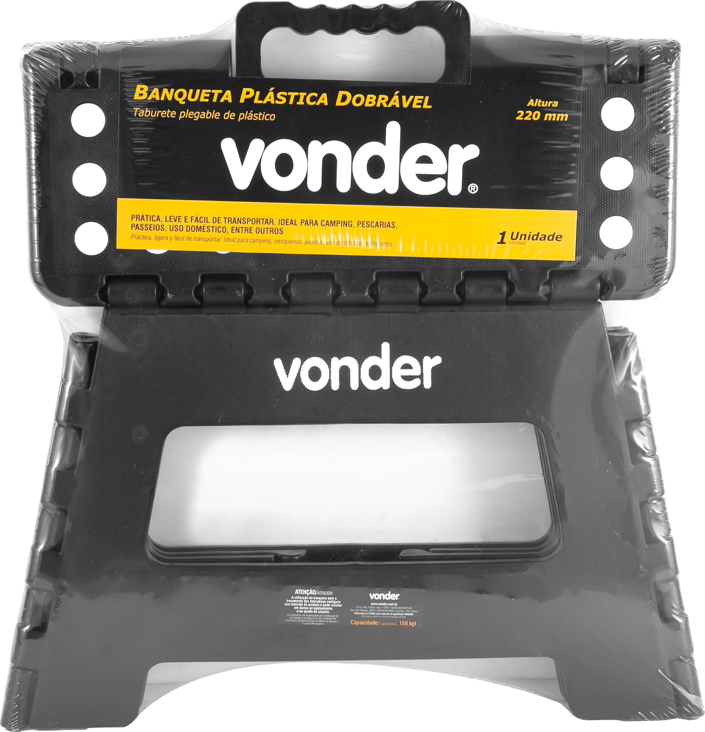 Banqueta Dobrável Antiderrapante VONDER Plástico Preta 220mm — foto 6