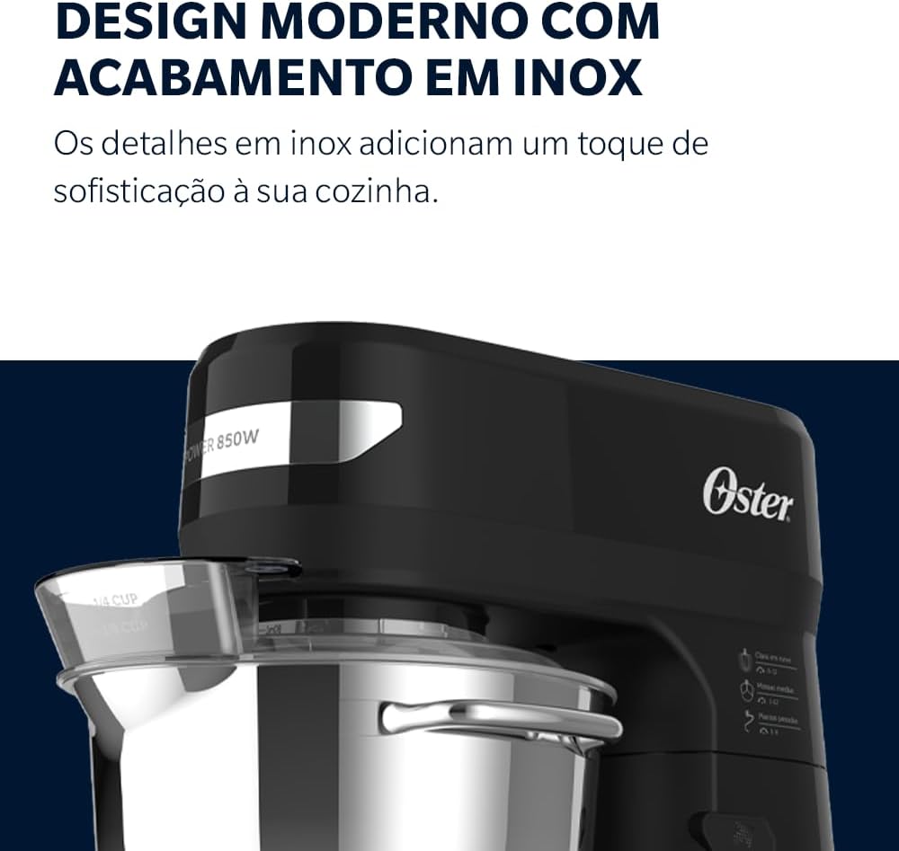 Batedeira Planetária Oster 850W Inox 12 Velocidades — foto 4