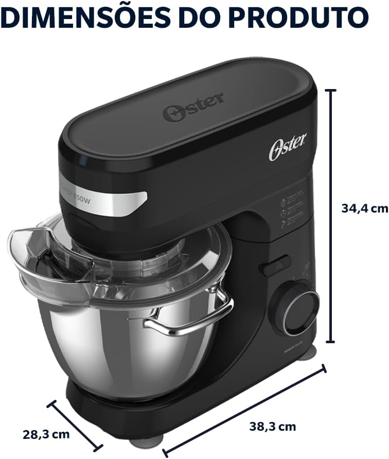 Batedeira Planetária Oster 850W Inox 12 Velocidades — foto 2