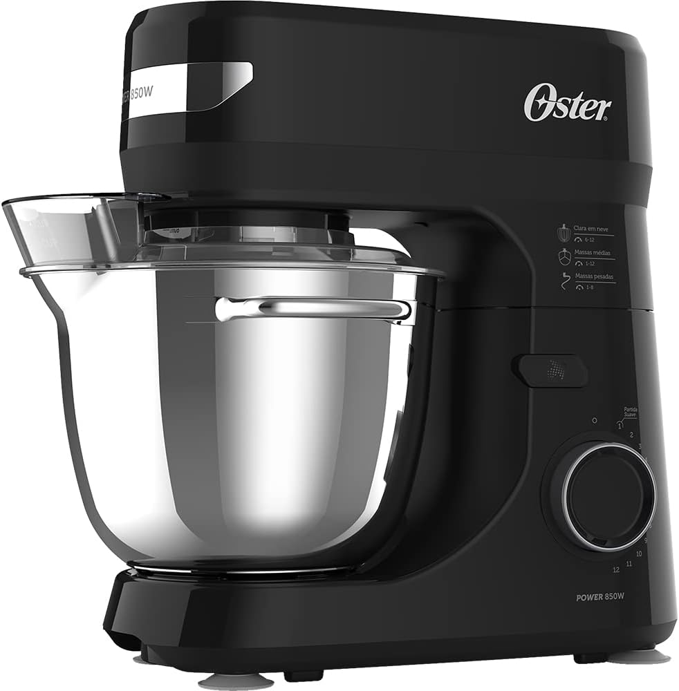Batedeira Planetária Oster 850W Inox 12 Velocidades