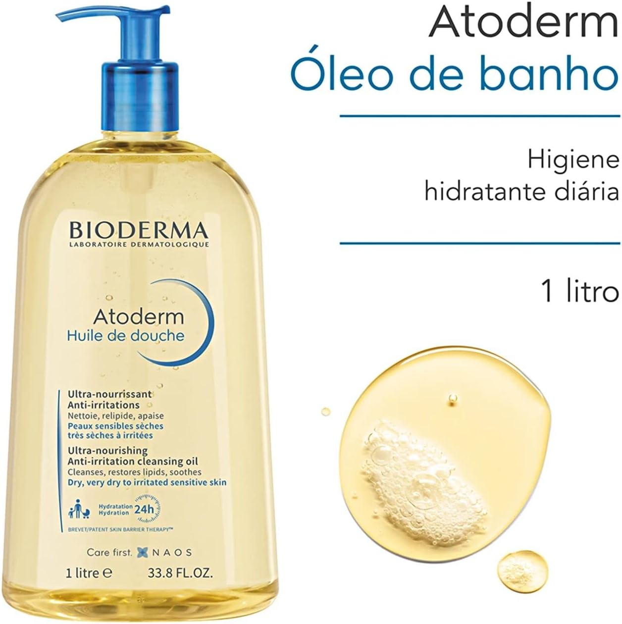 Bioderma Atoderm Óleo de Banho - Higiene Hidratante Diária 1L — foto 2