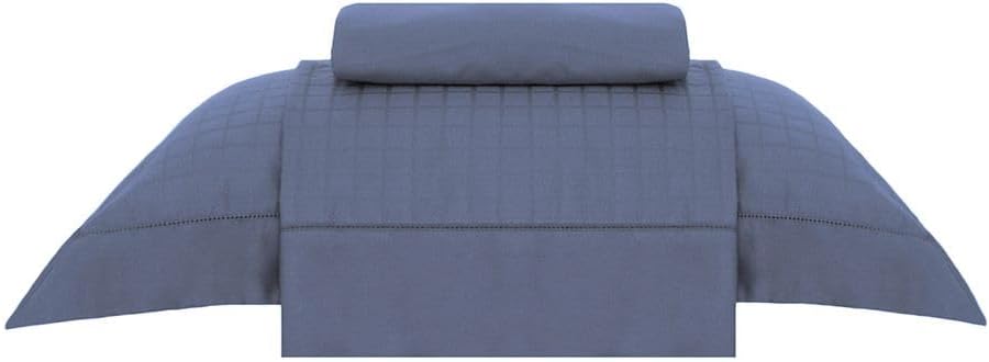 Buddemeyer Jogo de Cama Solteiro Damask Square 300 Fios 100% Algodão Azul 3 Peças