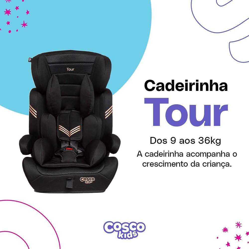 Cadeirinha Cosco Kids Tour, 9 a 36 Kg, Preto Bronze — foto 2