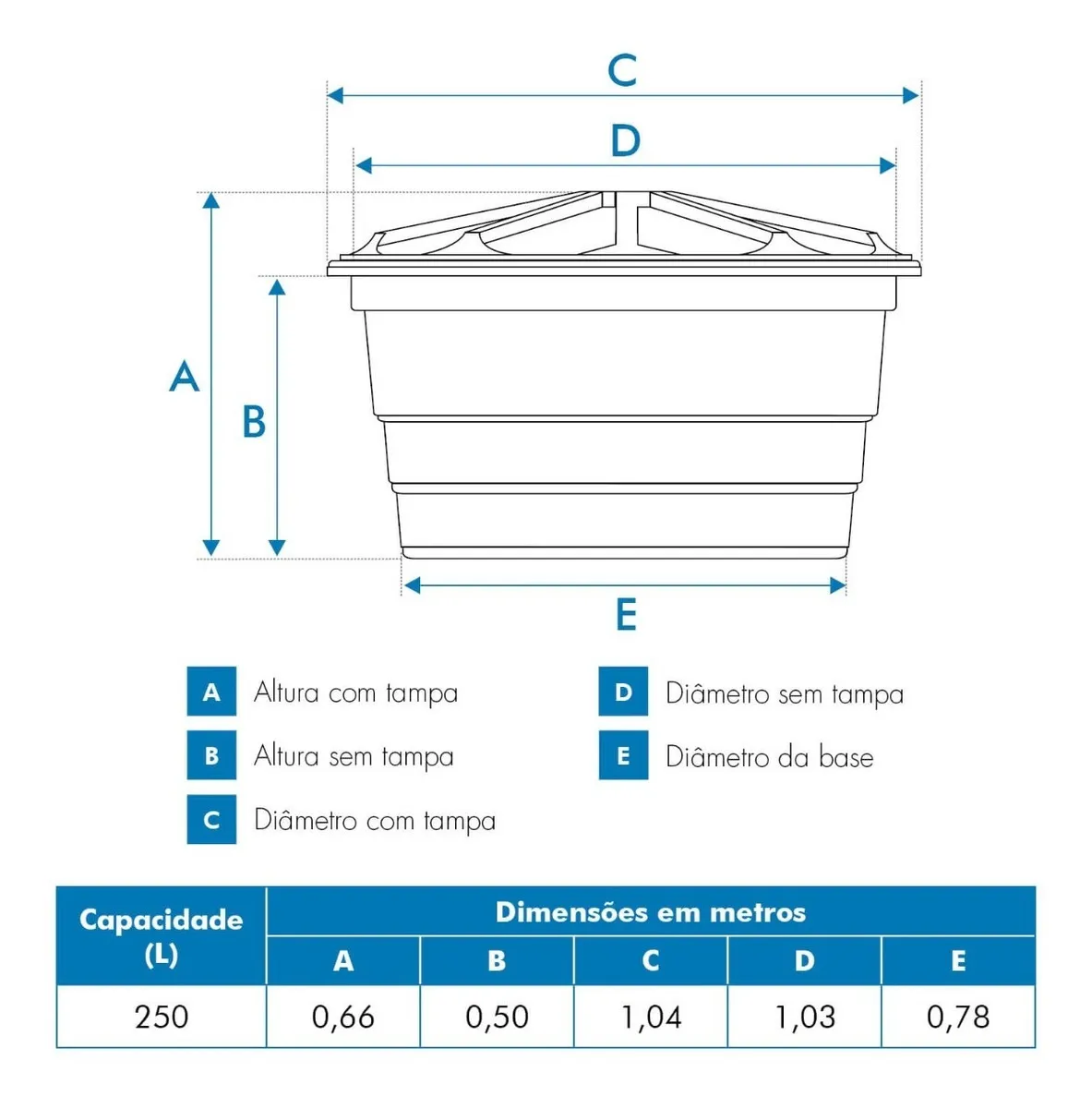 Caixa d'água Fortlev 250L vertical polietileno azul — foto 3
