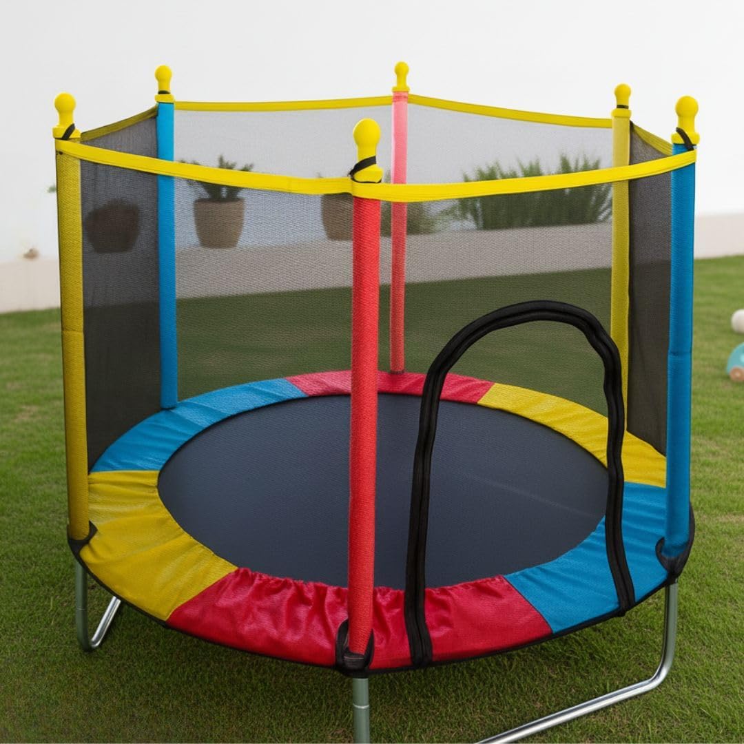 Cama Elástica Infantil ELORIA 140cm com Rede de Proteção Colorida