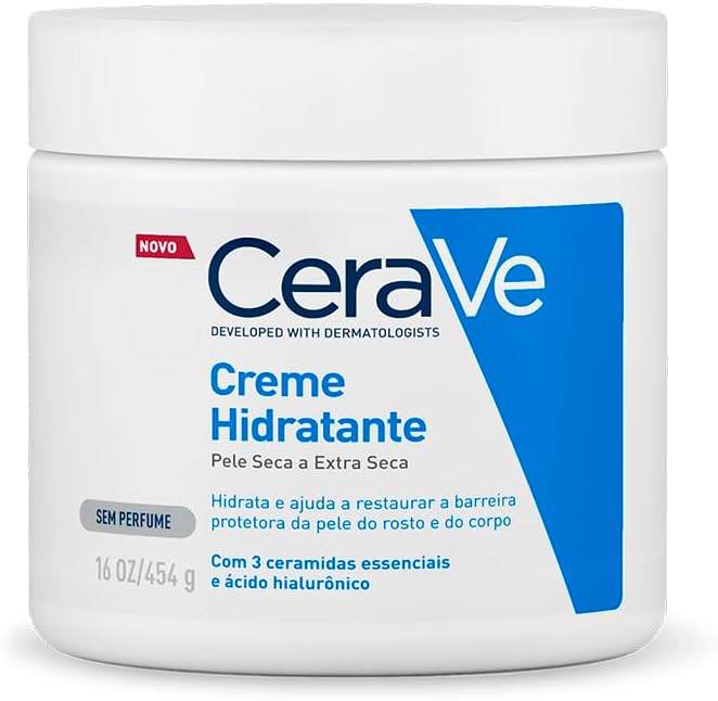 CeraVe Creme Hidratante Corporal 453g - Pele Seca a Extra Seca, 3 Ceramidas e Ácido Hialurônico
