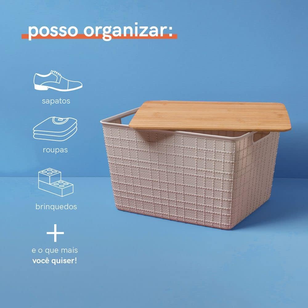 Cesto Organizador Multiuso Versátil com Tampa de Bambu — foto 4