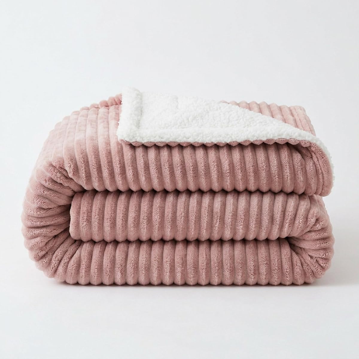 Coberdrom Manta Queen Sherpa Canelado Térmico 2,20x2,40m Casa Dona (Rose)