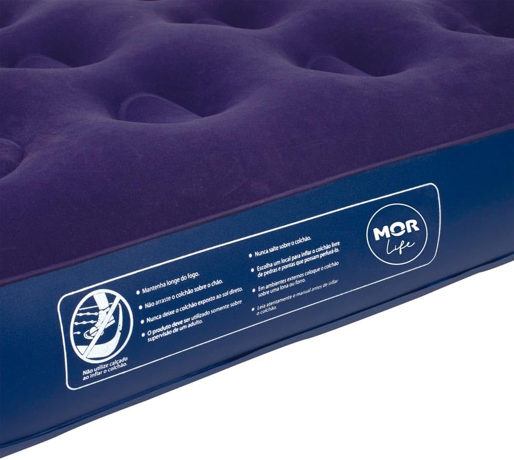 Colchão Inflável Mor com Fole Embutido e Kit de Reparo - 1,85m x 76cm x 22cm — foto 3