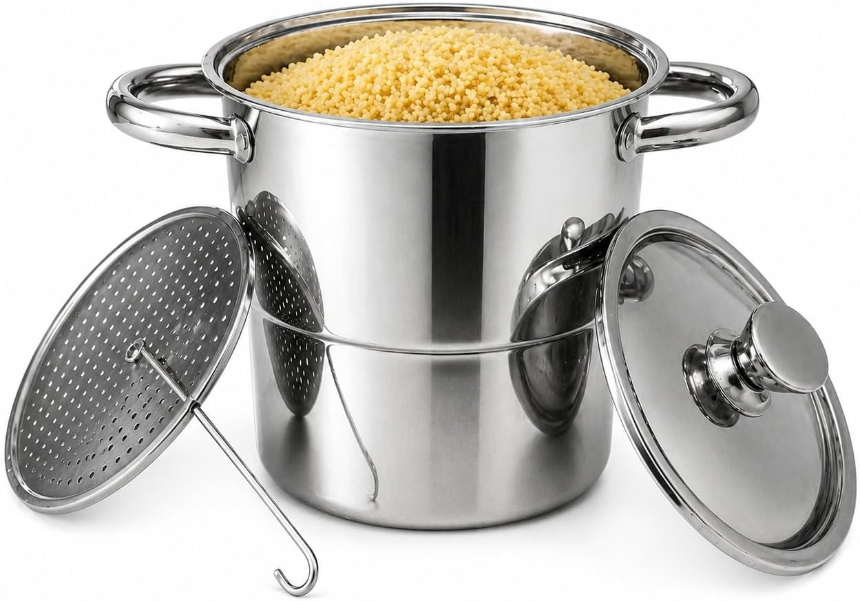 Cuscuzeira Individual Inox 2,5L Panela Compacta para Fogão a Gás e Indução