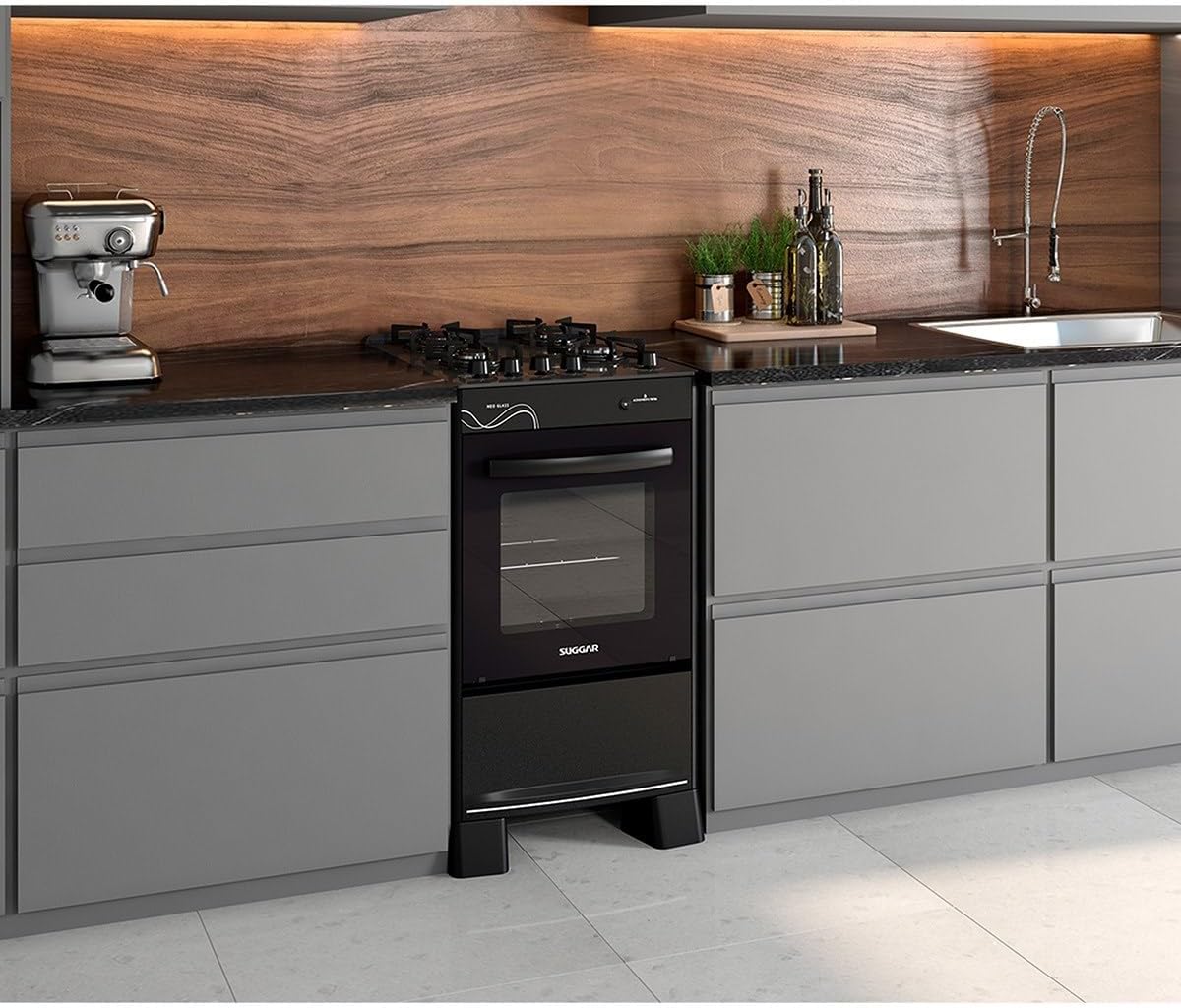 Fogão a Gás Suggar Neo Glass Preto 4 Bocas com Mesa de Vidro — foto 3