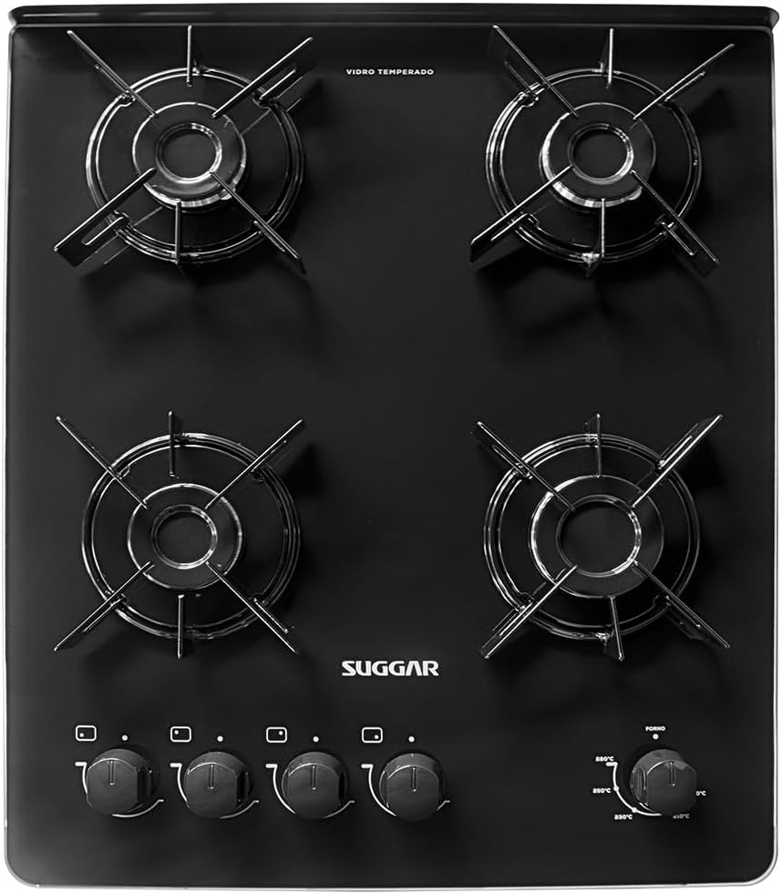 Fogão a Gás Suggar Neo Glass Preto 4 Bocas com Mesa de Vidro — foto 7