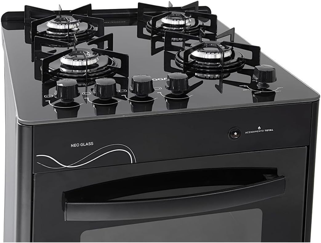 Fogão a Gás Suggar Neo Glass Preto 4 Bocas com Mesa de Vidro — foto 6