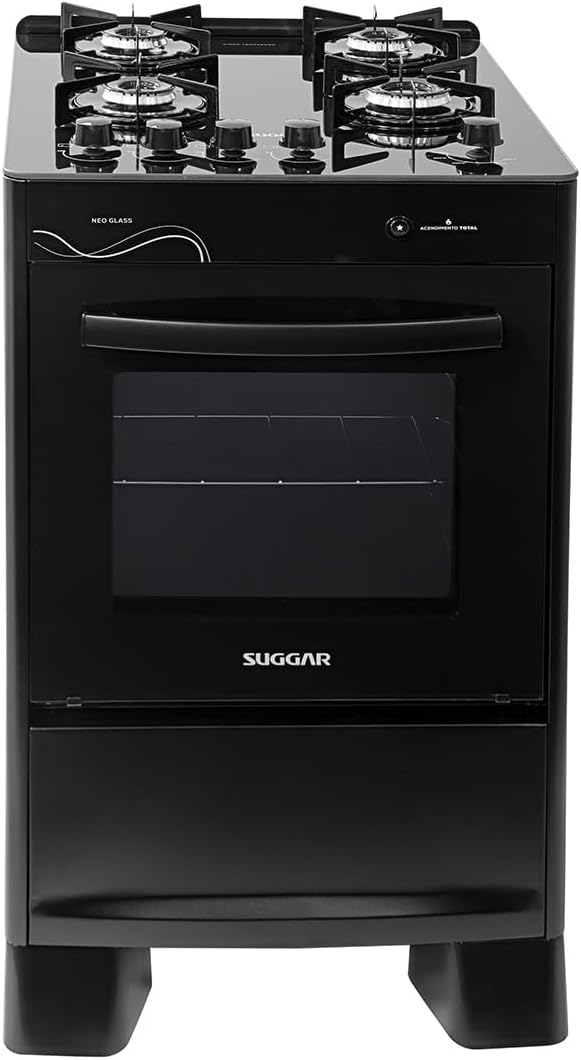 Fogão a Gás Suggar Neo Glass Preto 4 Bocas com Mesa de Vidro — foto 2