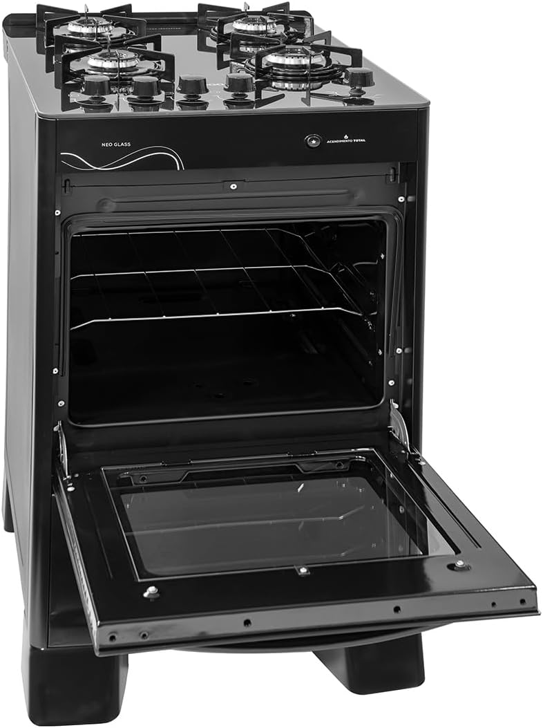 Fogão a Gás Suggar Neo Glass Preto 4 Bocas com Mesa de Vidro — foto 4