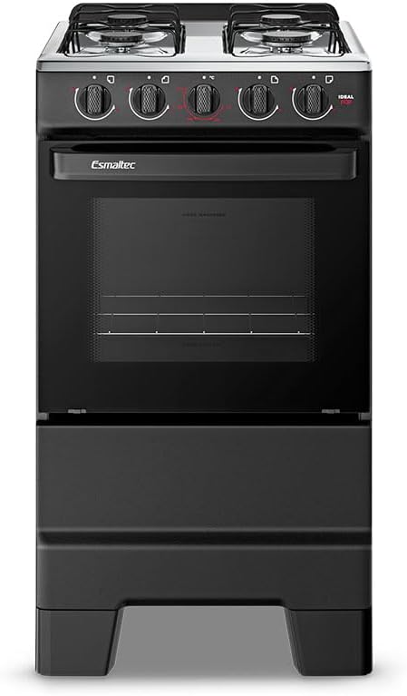 Fogão a Gás Esmaltec IDEAL POP F4ISP 4 Bocas Inox Preto 50L