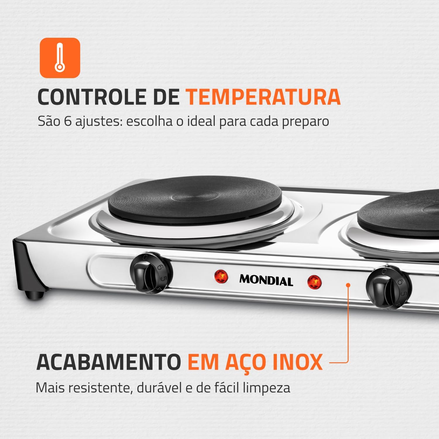 Fogareiro Elétrico Duplo Mondial FE-03 2000W Portátil — foto 4