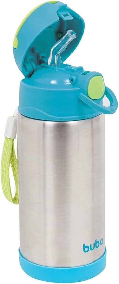 Garrafa Térmica Inox 400ml com Trava de Segurança e Canudo