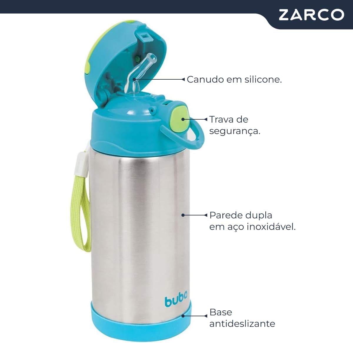 Garrafa Térmica Inox 400ml com Trava de Segurança e Canudo — foto 4