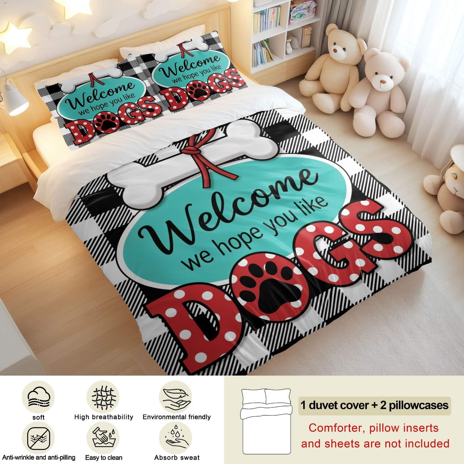 Jogo de Cama Estampa de Cachorro 3D - Microfibra Premium — foto 3