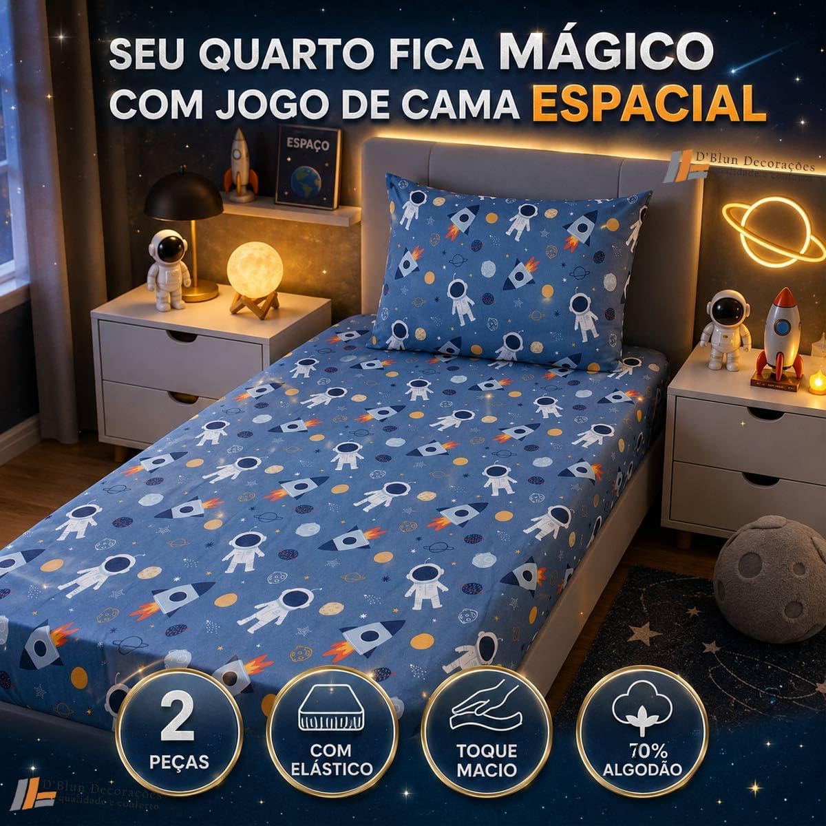 Jogo de Cama Infantil Malha 70% Algodão - Estampas Modernas — foto 5