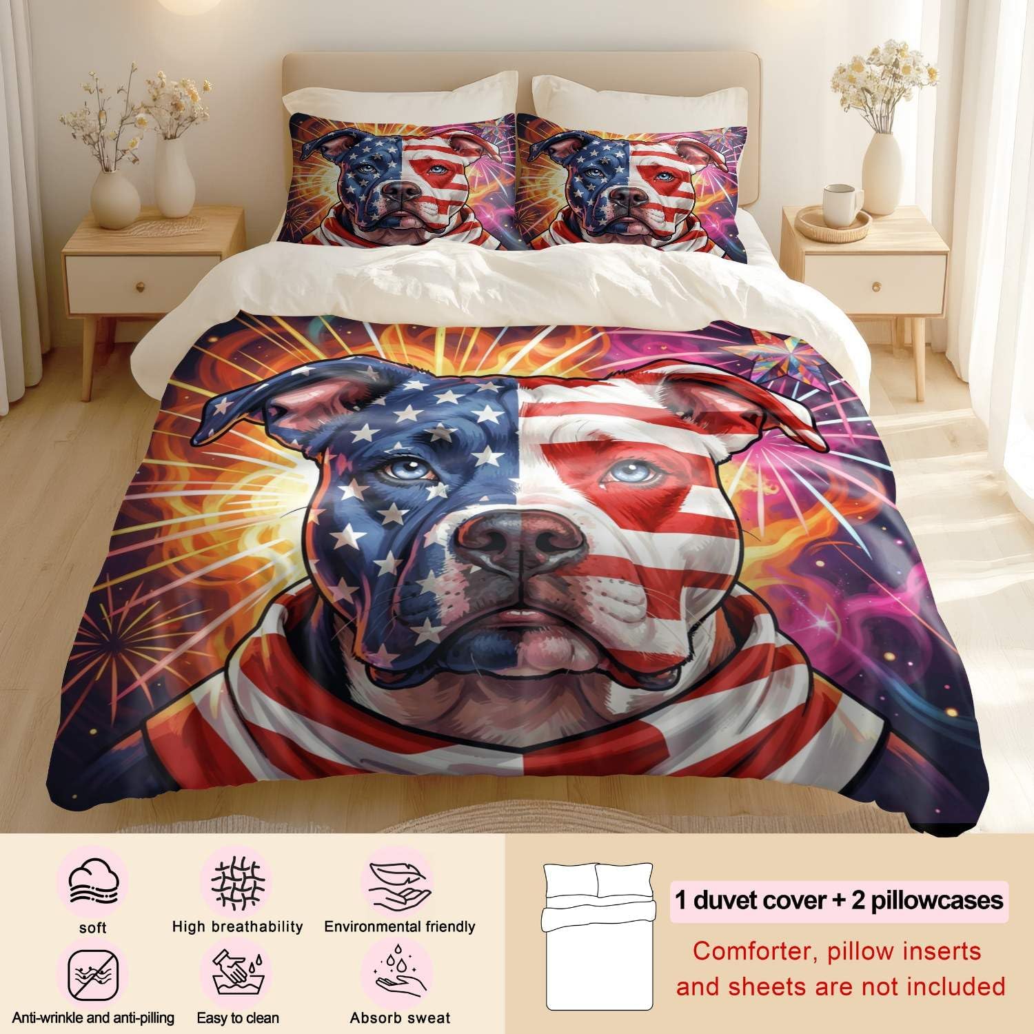 Jogo de Cama Patriótico Bandeira Americana 3 Peças - Microfibra 100% Premium — foto 3