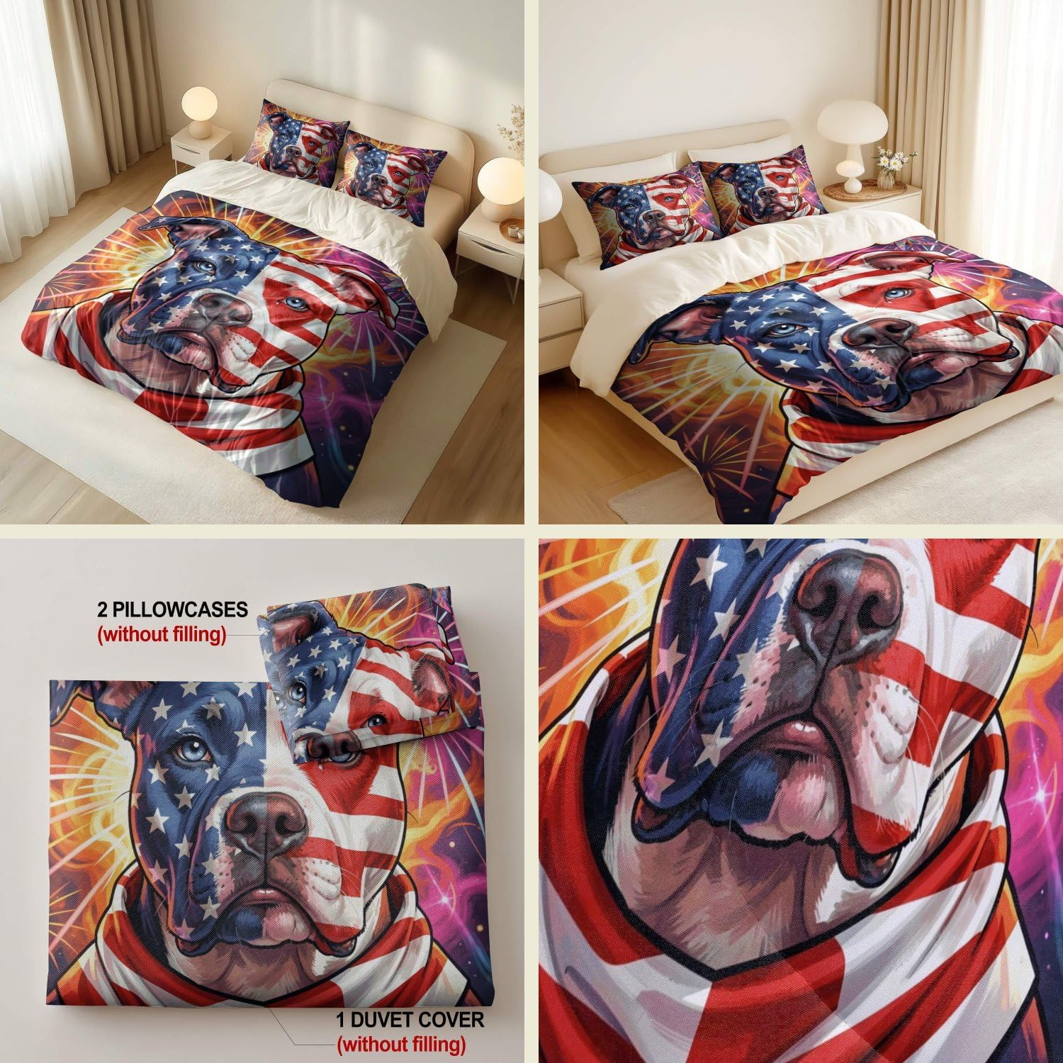 Jogo de Cama Patriótico Bandeira Americana 3 Peças - Microfibra 100% Premium — foto 2