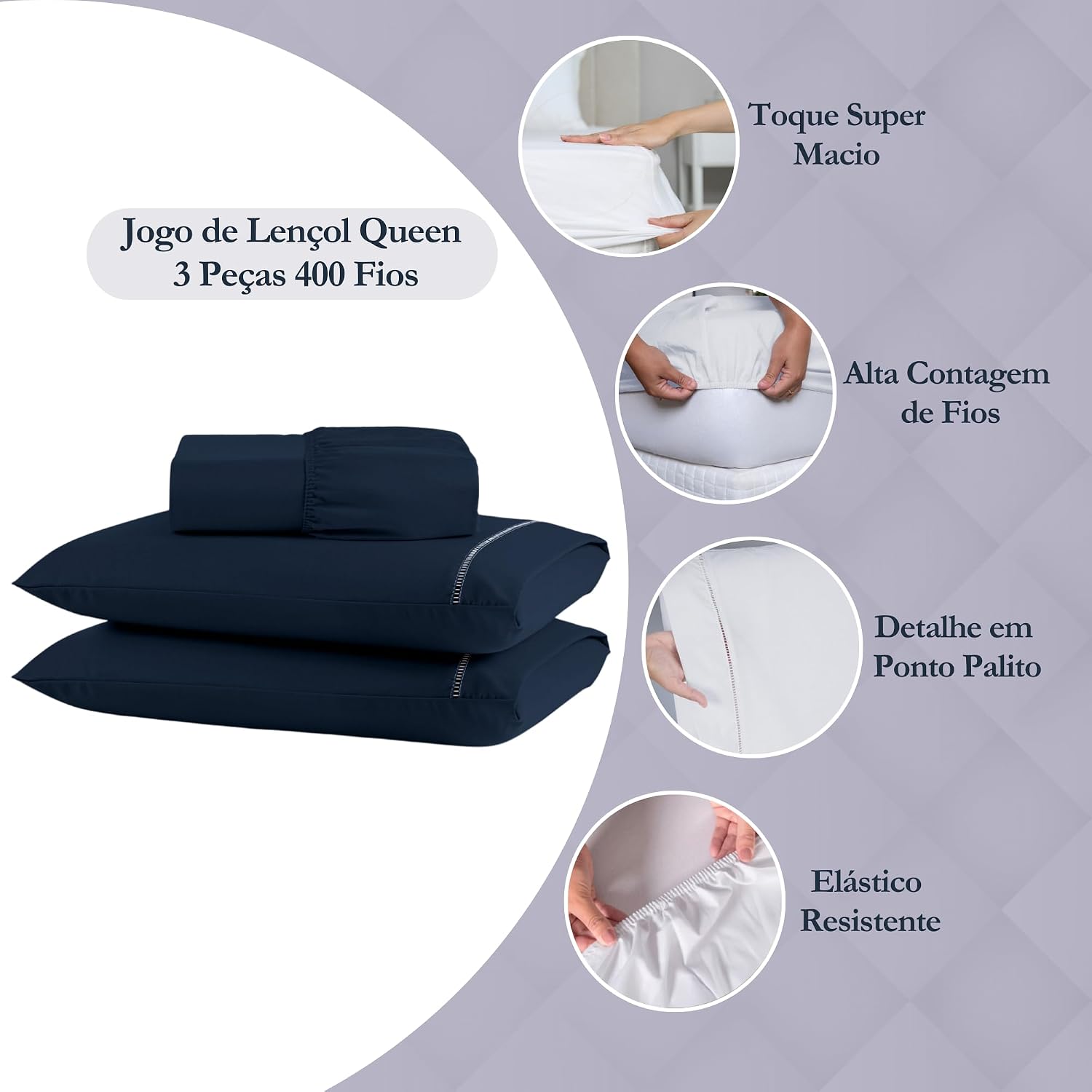 Jogo de Lençol Queen Micropercal 400 Fios Toque Acetinado — foto 2