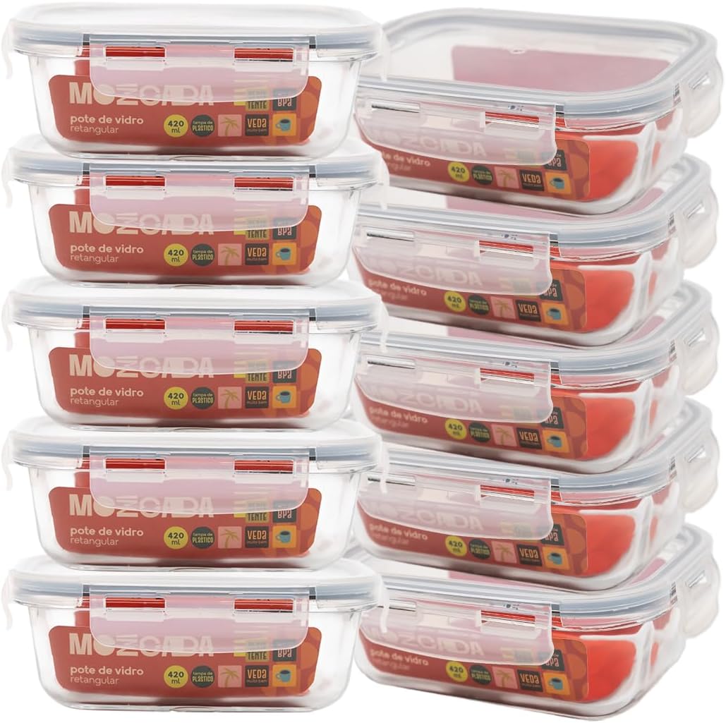 Kit de Potes Herméticos de Vidro Borossilicato para Conservação de Alimentos