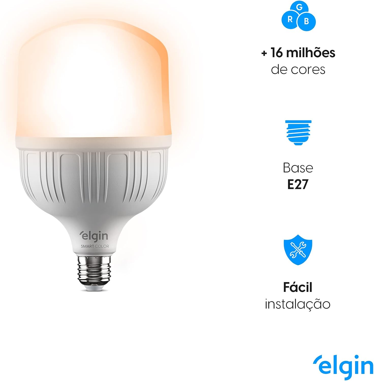 Lâmpada Inteligente Elgin Smart Wi-Fi 20W E27 RGB — foto 4