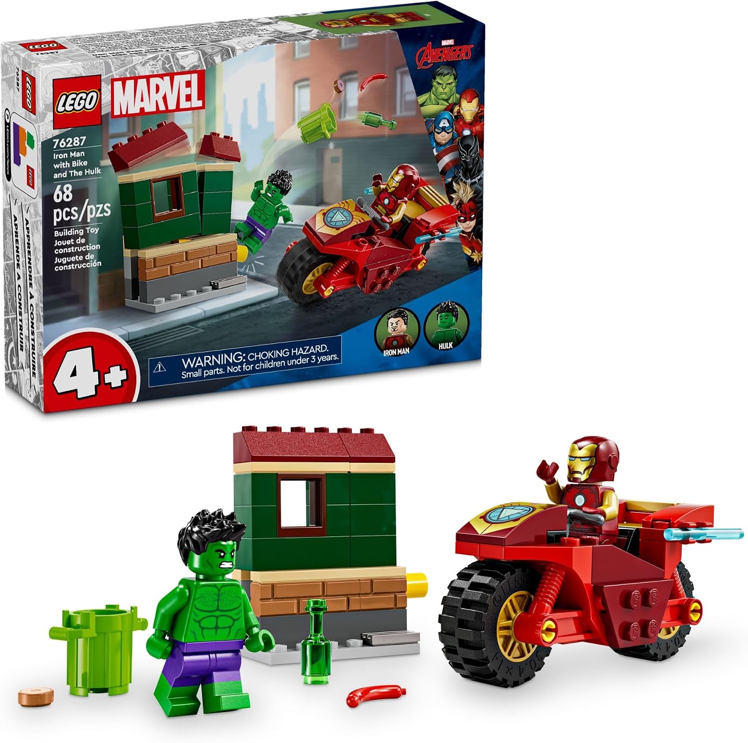 LEGO Marvel 76287 Homem de Ferro com Motocicleta e Hulk