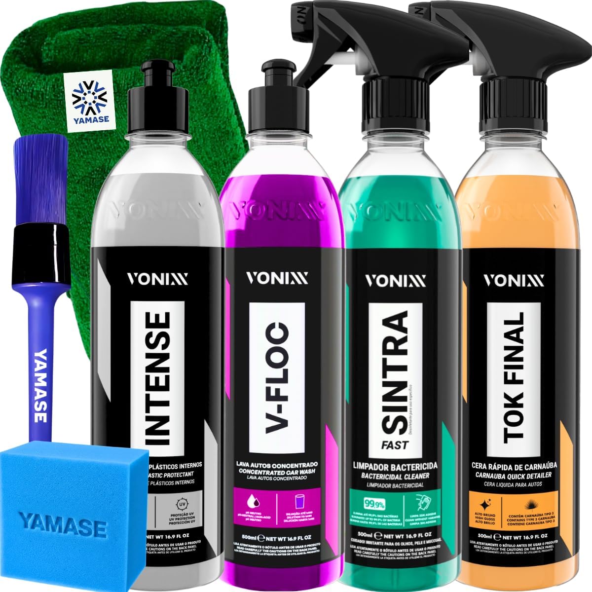 Kit Completo de Limpeza Automotiva Vonixx - Shampoo, Limpador e Acessórios