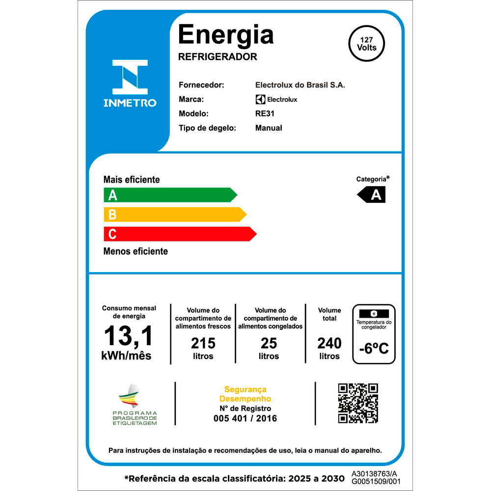 Geladeira Electrolux 240L Cycle Defrost 1 Porta RE31 — foto 11