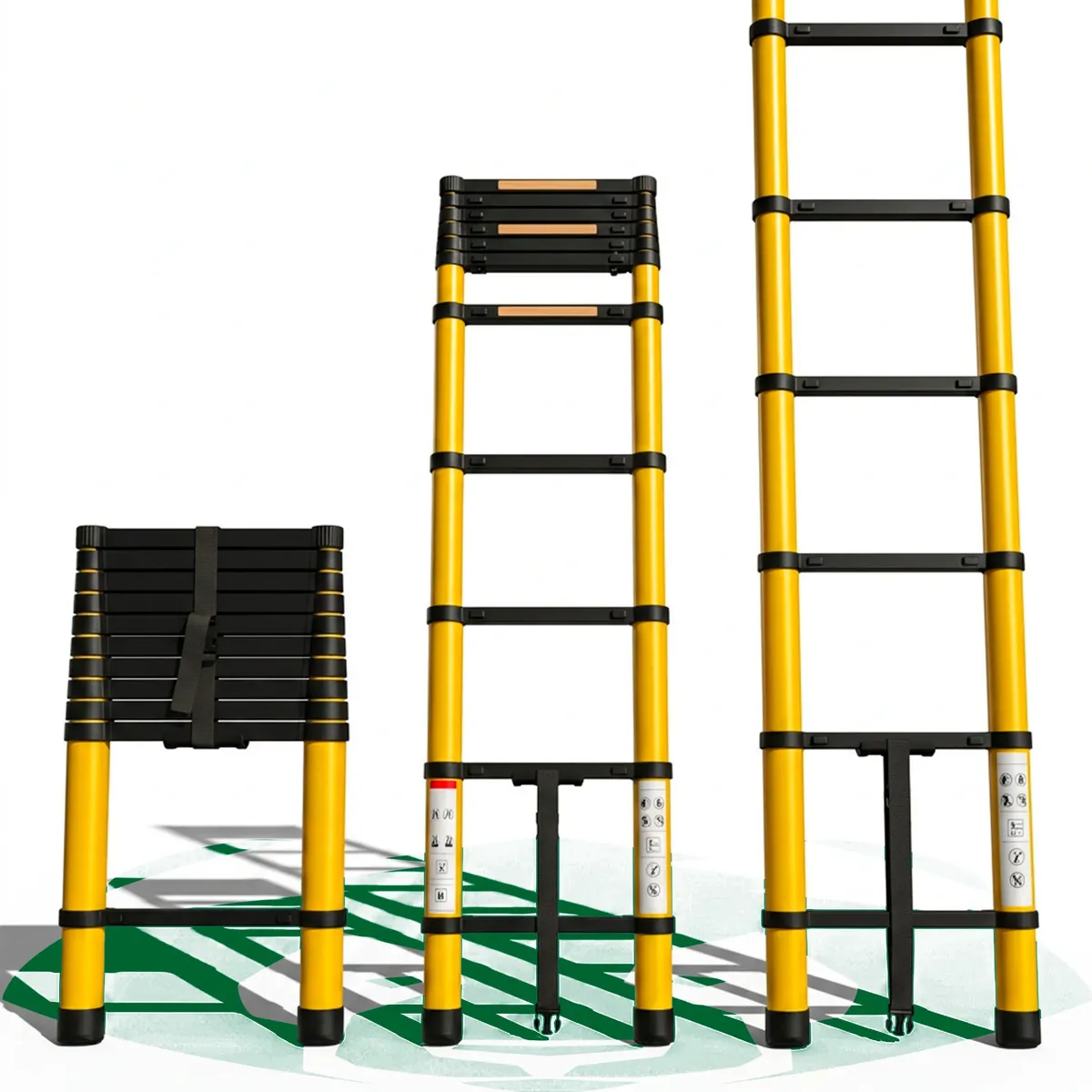 Escada Telescópica de Alumínio 3,20m 12 Degraus Retrátil Extensível Multifuncional Portátil Compacta até 150kg Several Importados Escada de Mão para Casa Obra Reforma Pintura Limpeza Manuten