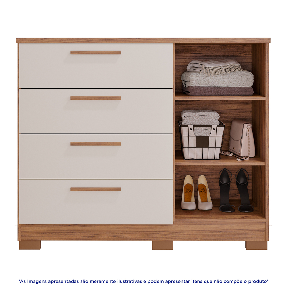 Cômoda 1 Porta 4 Gavetas MDF Malu Panan — foto 4