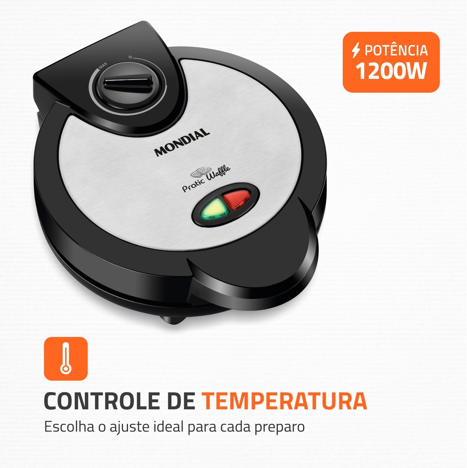 Máquina de Waffles 4 Waffles Antiaderente 1200W Inox — foto 4
