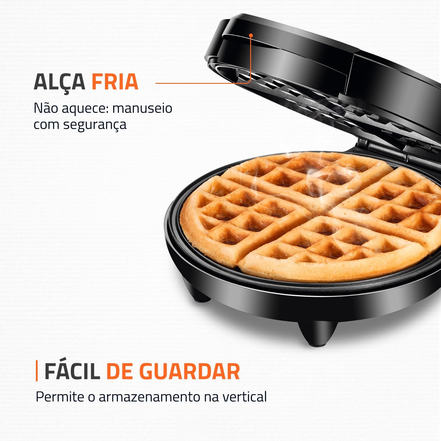 Máquina de Waffles 4 Waffles Antiaderente 1200W Inox — foto 6