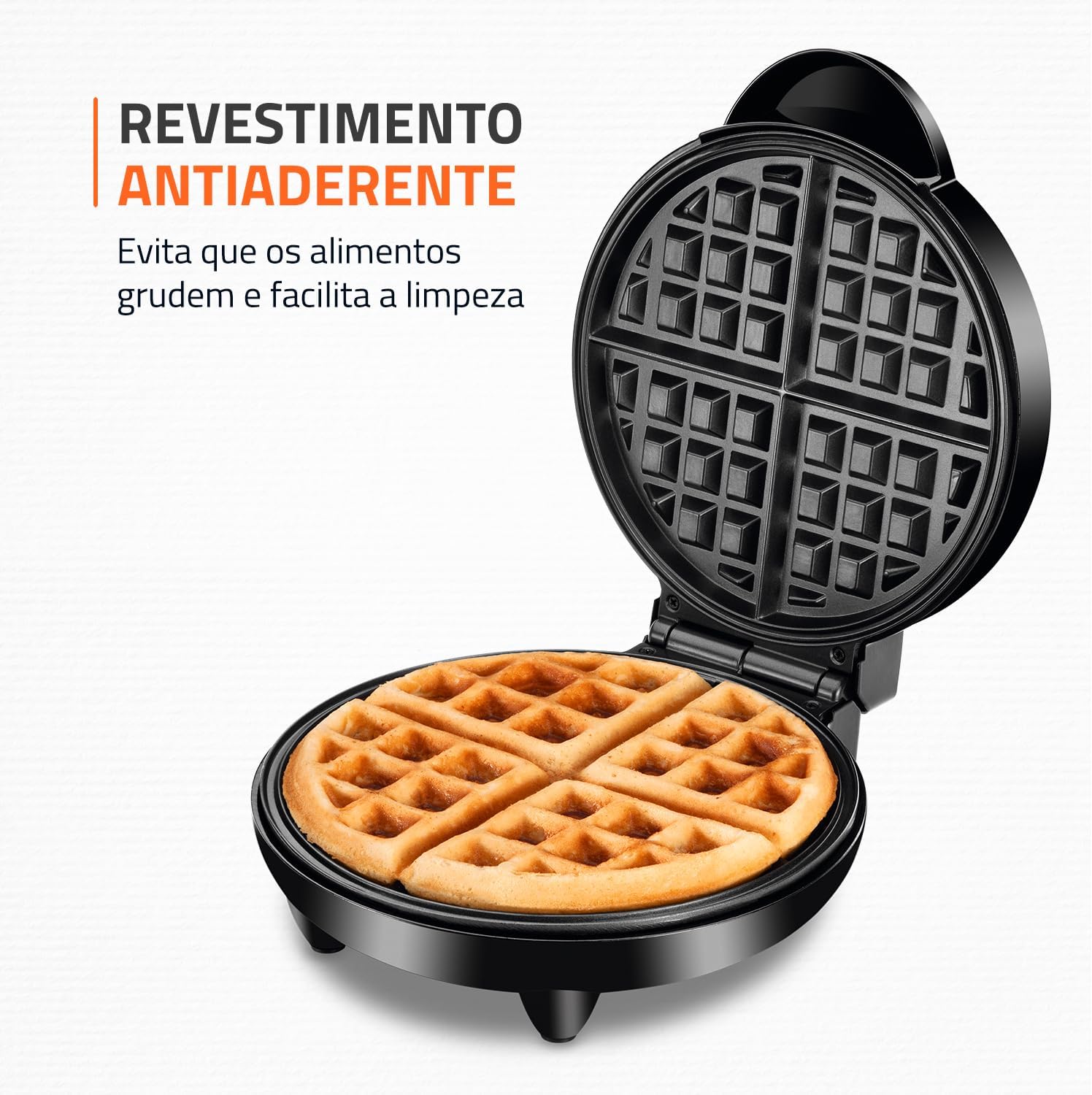 Máquina de Waffles 4 Waffles Antiaderente 1200W Inox — foto 3