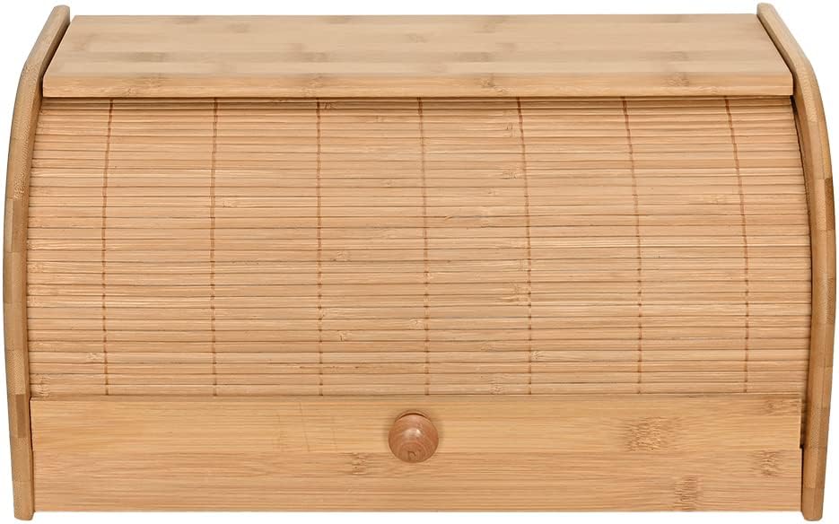 Mimo Style Porta Pães com Tampa Retrátil em Bambu Ecológico