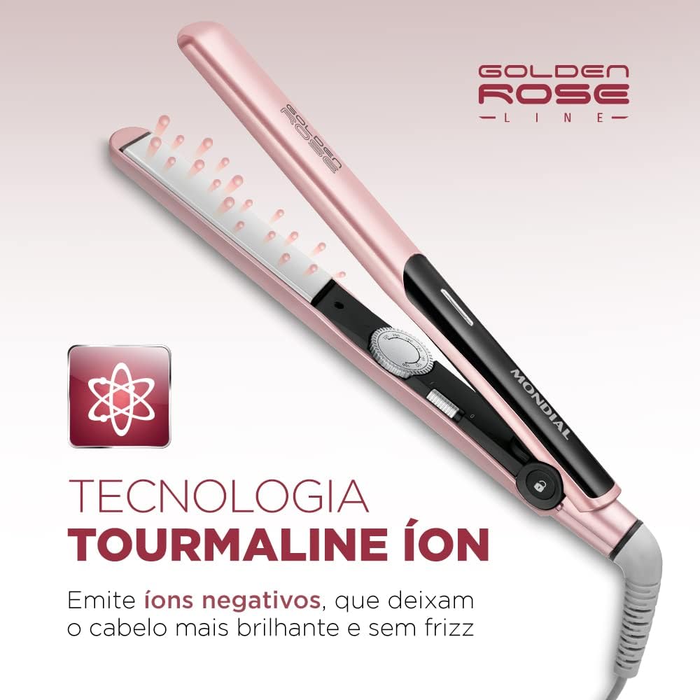 Prancha Alisadora Mondial P-20 Golden Rose/Preto Bivolt — foto 2