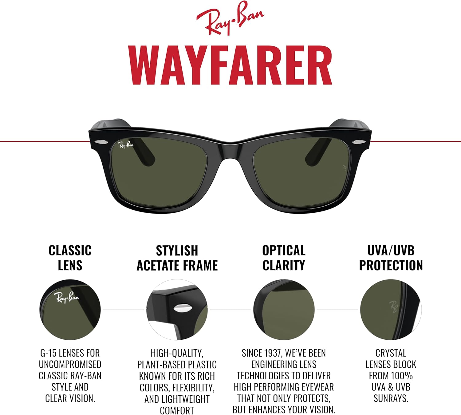 Óculos de Sol Ray-Ban Wayfarer 54 — foto 3