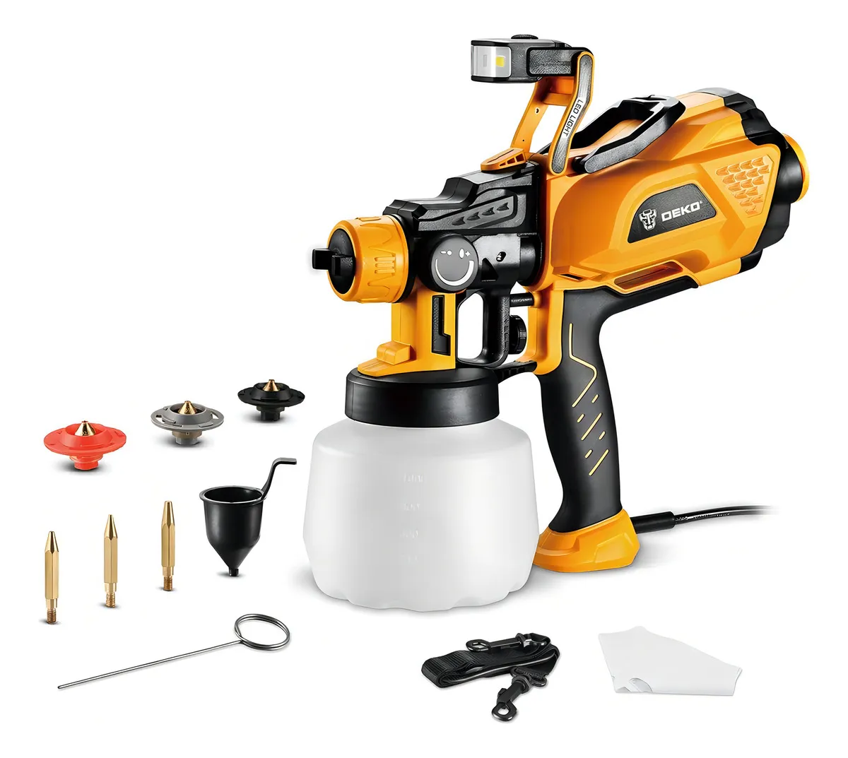 Pistola de Pintura HVLP Deko 600W com LED e 3 Bicos 127/220V