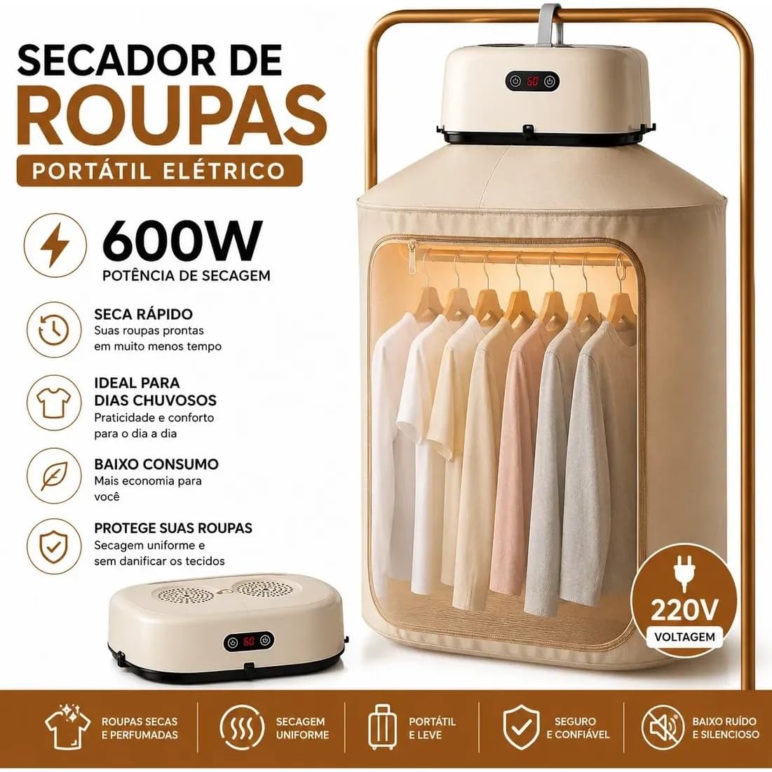 Secador de Roupas Portátil Elétrico Dobrável 220V — foto 3