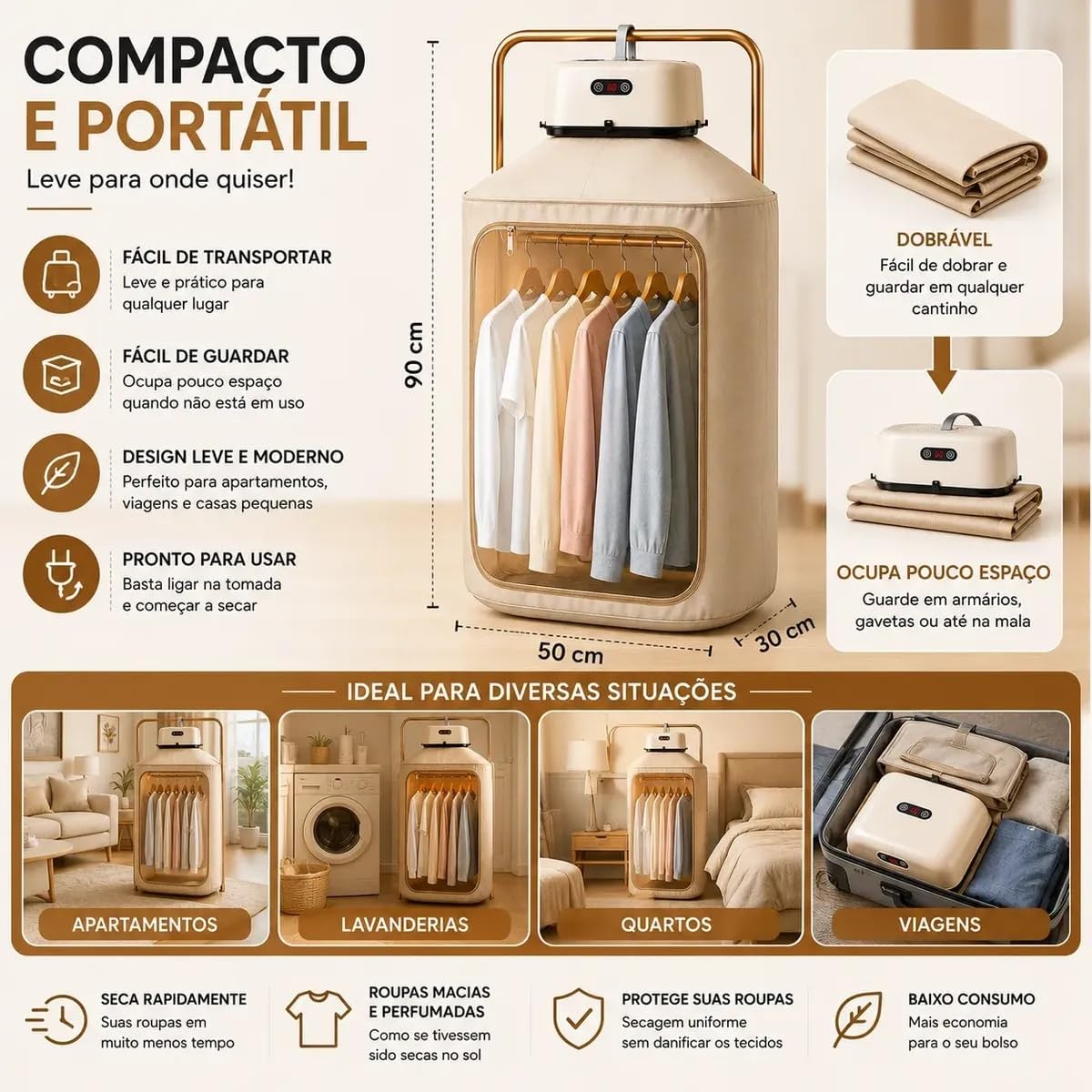 Secador de Roupas Portátil Elétrico Dobrável 220V — foto 4