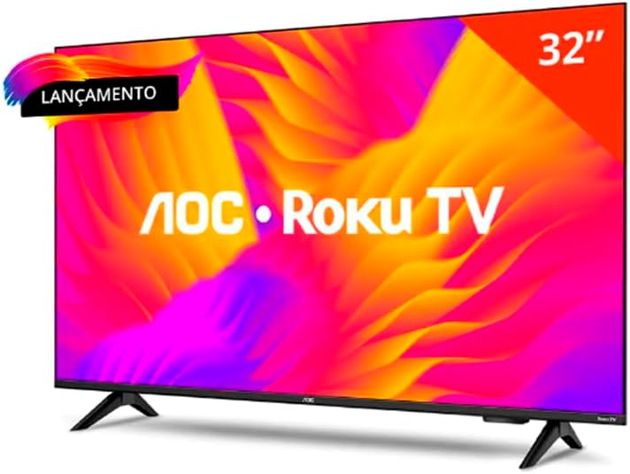 Smart TV AOC 32S5155/78G 32" LED HD - Roku TV, Wi-Fi, HDMI, Dolby Áudio