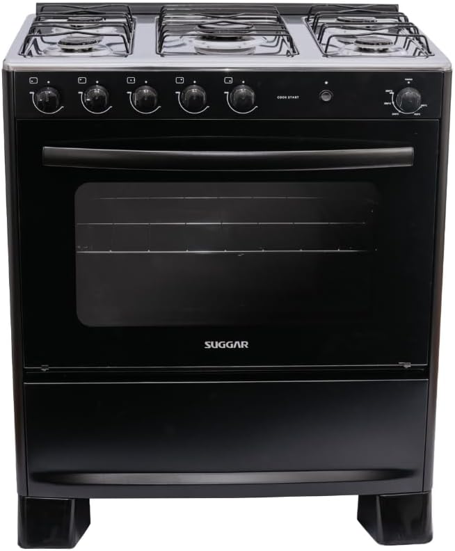 Suggar Fogão Cook Start Preto Mesa Inox 5 Bocas 2 Queimadores Acendimento Automático FGICS520PT